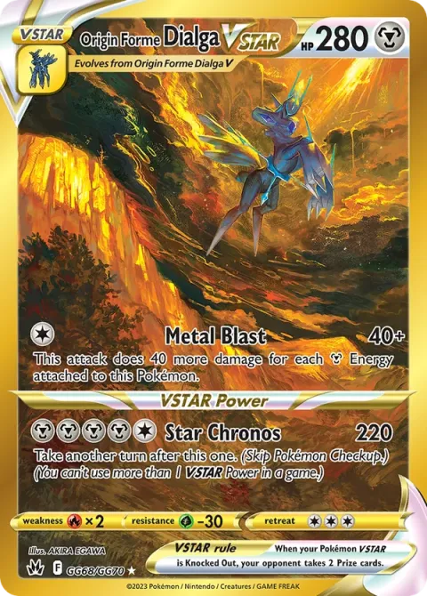 Carte Pokémon Dialga Originel VSTAR GG68/GG70, extension Zénith Suprême