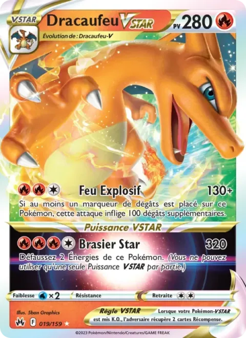 Carte Pokémon Dracaufeu VSTAR 019/159, extension Zénith Suprême