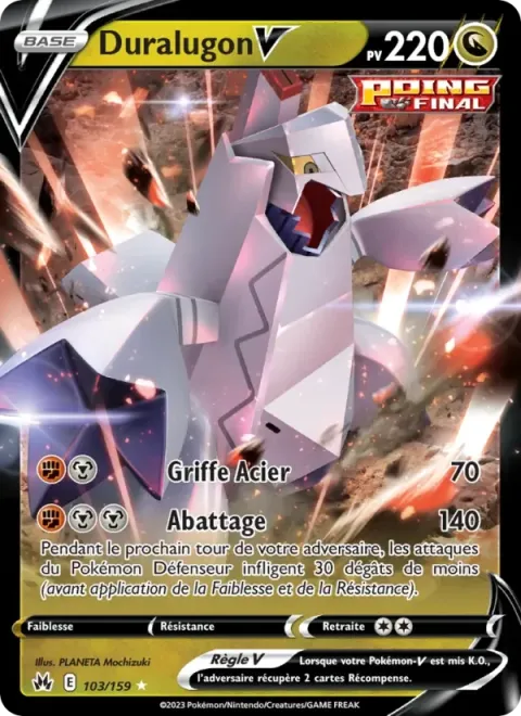 Carte Pokémon Duralugon V 103/159, extension Zénith Suprême