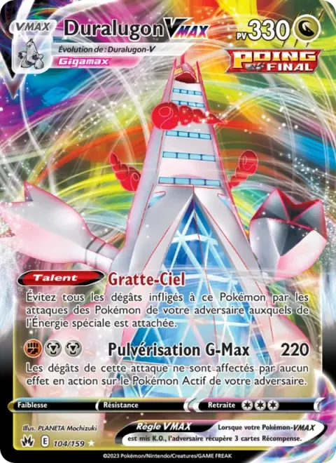 Carte Pokémon Duralugon VMAX 104/159, extension Zénith Suprême