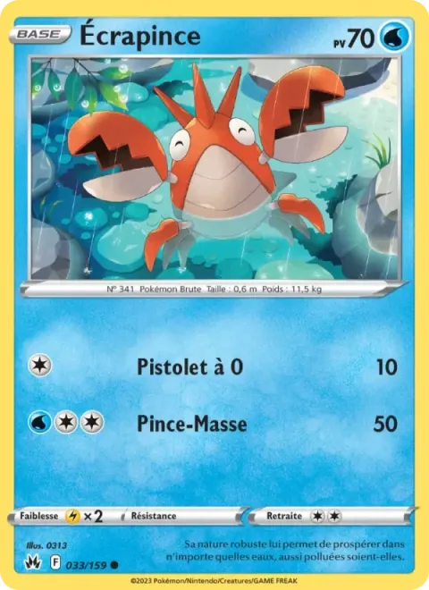 Carte Pokémon Écrapince 033/159, extension Zénith Suprême