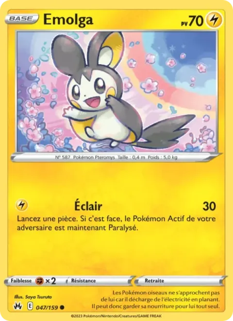 Carte Pokémon Emolga 047/159, extension Zénith Suprême