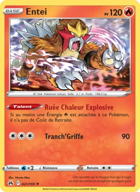 Carte Pokémon Entei 021/159, extension Zénith Suprême