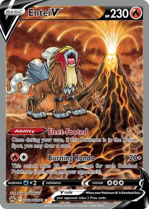 Carte Pokémon Entei V GG36/GG70, extension Zénith Suprême