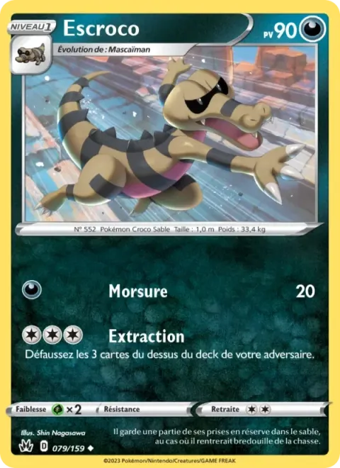 Carte Pokémon Escroco 079/159, extension Zénith Suprême