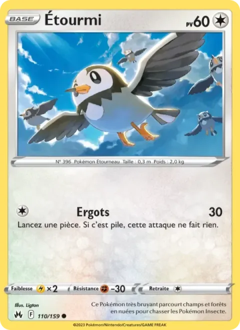 Carte Pokémon Étourmi 110/159, extension Zénith Suprême