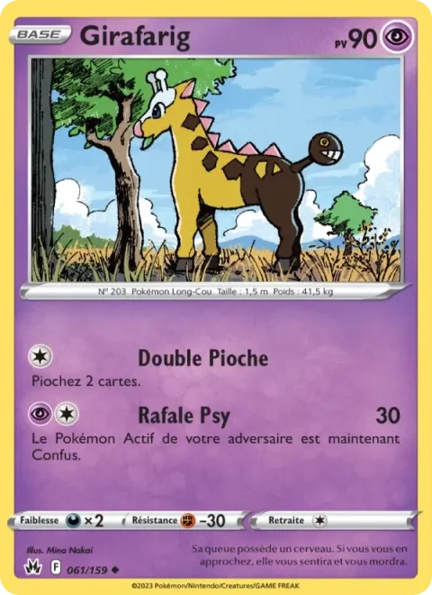 Carte Pokémon Girafarig 061/159, extension Zénith Suprême