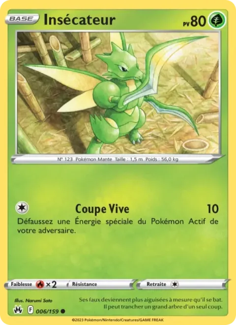 Carte Pokémon Insécateur 006/159, extension Zénith Suprême