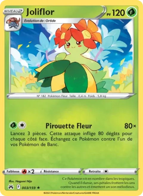 Carte Pokémon Joliflor 003/159, extension Zénith Suprême