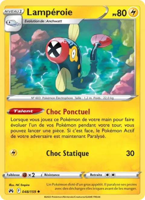 Carte Pokémon Lampéroie 048/159, extension Zénith Suprême