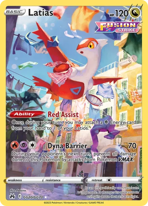 Carte Pokémon Latias GG20/GG70, extension Zénith Suprême
