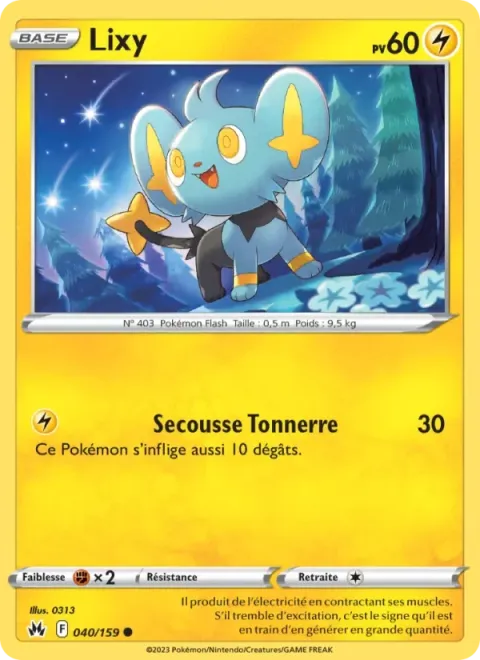 Carte Pokémon Lixy 040/159, extension Zénith Suprême