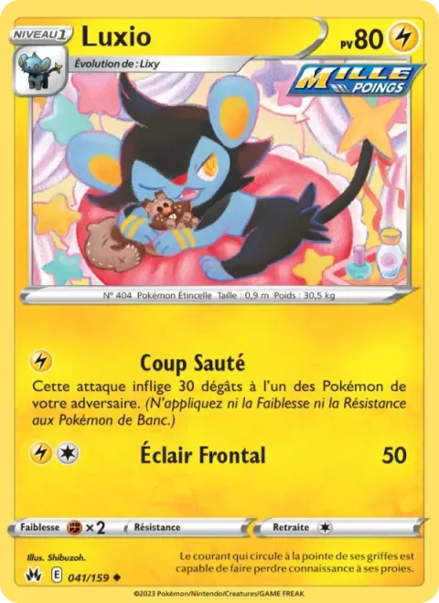 Carte Pokémon Luxio 041/159, extension Zénith Suprême