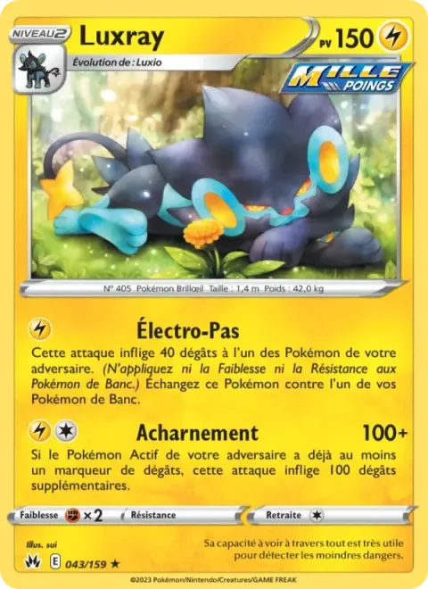 Carte Pokémon Luxray 043/159, extension Zénith Suprême