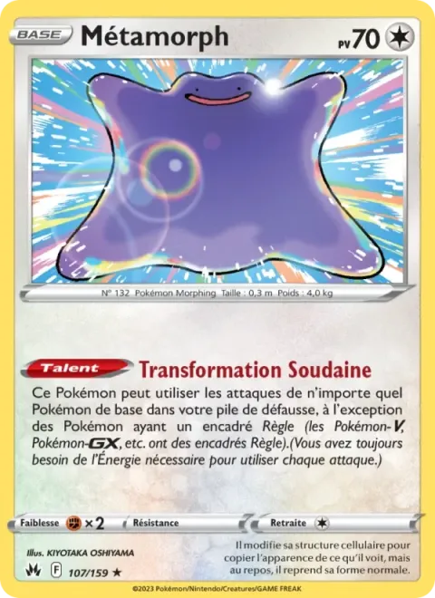 Carte Pokémon Métamorph 107/159, extension Zénith Suprême