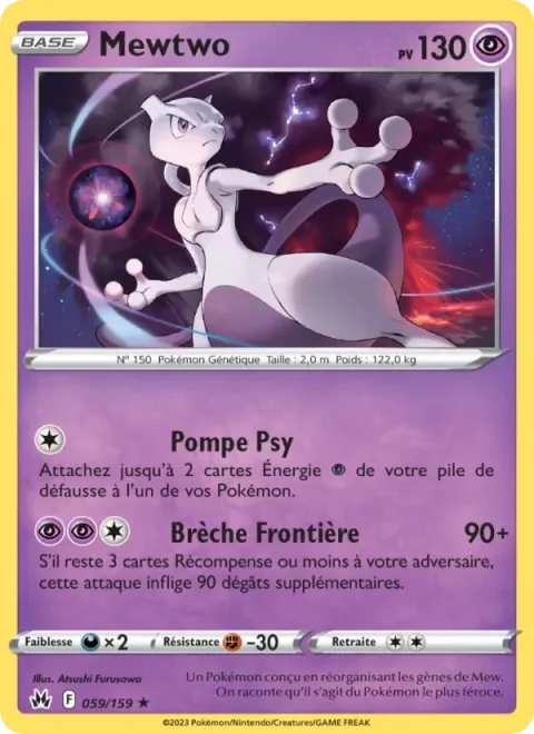 Carte Pokémon Mewtwo 059/159, extension Zénith Suprême