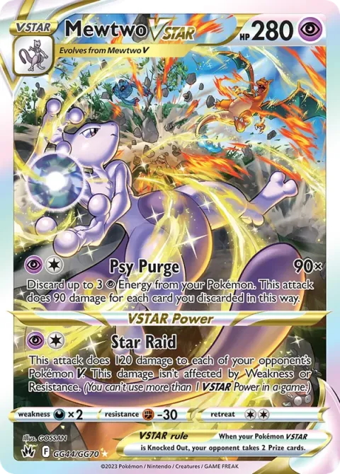 Carte Pokémon Mewtwo VSTAR GG44/GG70, extension Zénith Suprême