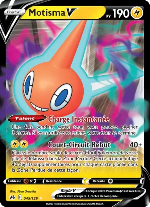 Carte Pokémon Motisma V 045/159, extension Zénith Suprême