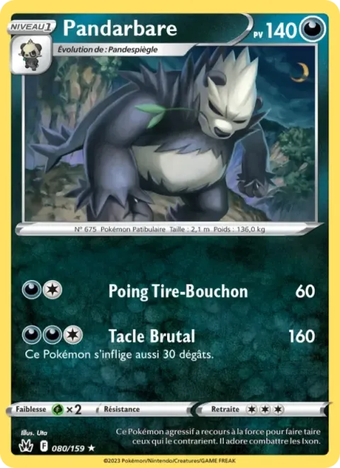 Carte Pokémon Pandarbare 080/159, extension Zénith Suprême