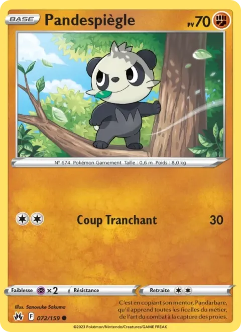 Carte Pokémon Pandespiègle 072/159, extension Zénith Suprême