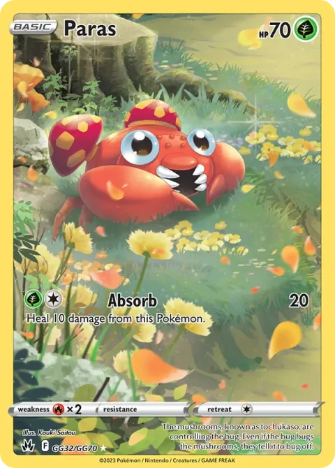 Carte Pokémon Paras GG32/GG70, extension Zénith Suprême