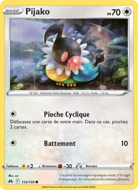 Carte Pokémon Pijako 112/159, extension Zénith Suprême