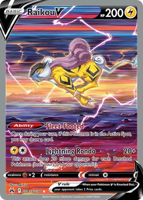 Carte Pokémon Raikou V GG41/GG70, extension Zénith Suprême