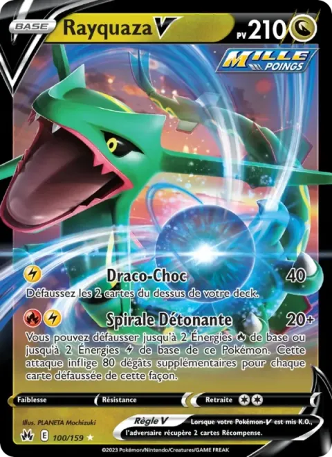 Carte Pokémon Rayquaza V 100/159, extension Zénith Suprême