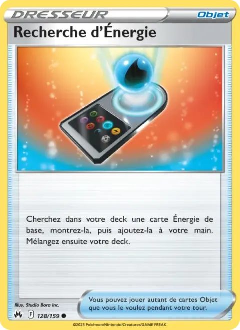 Carte Pokémon Recherche d’Énergie 128/159, extension Zénith Suprême