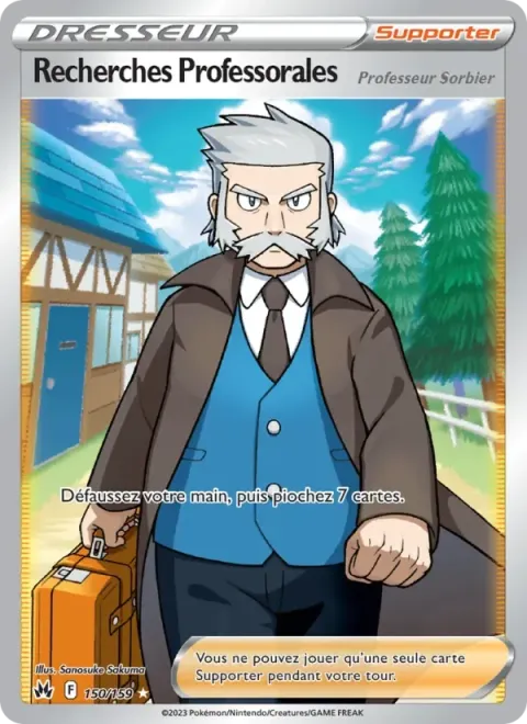 Carte Pokémon Recherches Professorales 150/159, extension Zénith Suprême