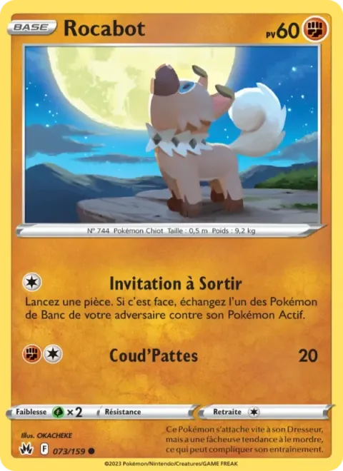 Carte Pokémon Rocabot 073/159, extension Zénith Suprême