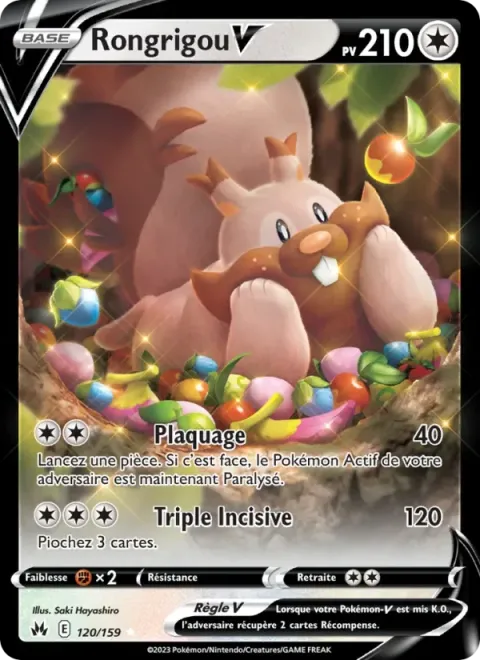 Carte Pokémon Rongrigou V 120/159, extension Zénith Suprême