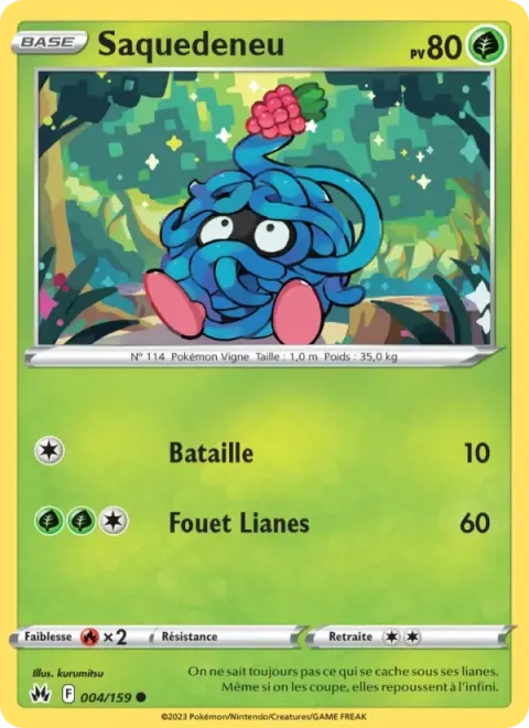 Carte Pokémon Saquedeneu 004/159, extension Zénith Suprême