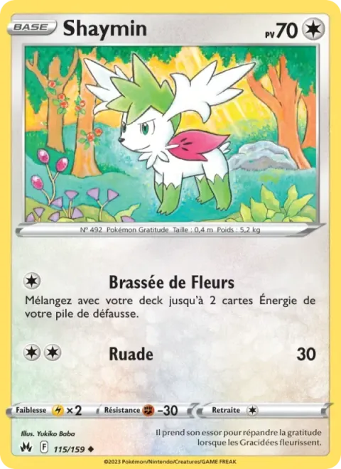Carte Pokémon Shaymin 115/159, extension Zénith Suprême