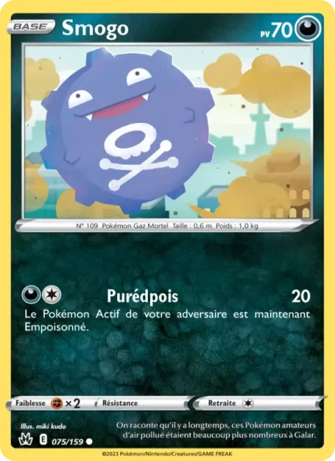 Carte Pokémon Smogo 075/159, extension Zénith Suprême