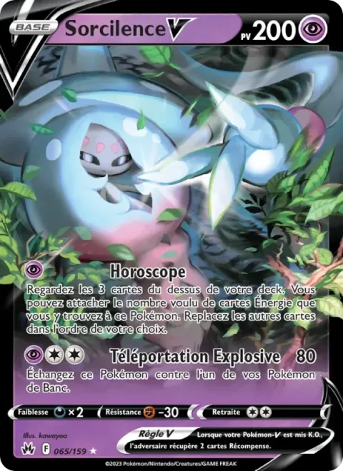 Carte Pokémon Sorcilence V 065/159, extension Zénith Suprême