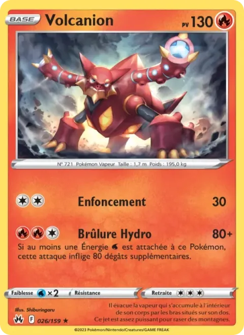 Carte Pokémon Volcanion 026/159, extension Zénith Suprême