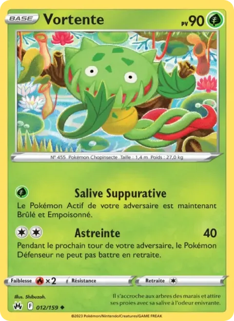 Carte Pokémon Vortente 012/159, extension Zénith Suprême