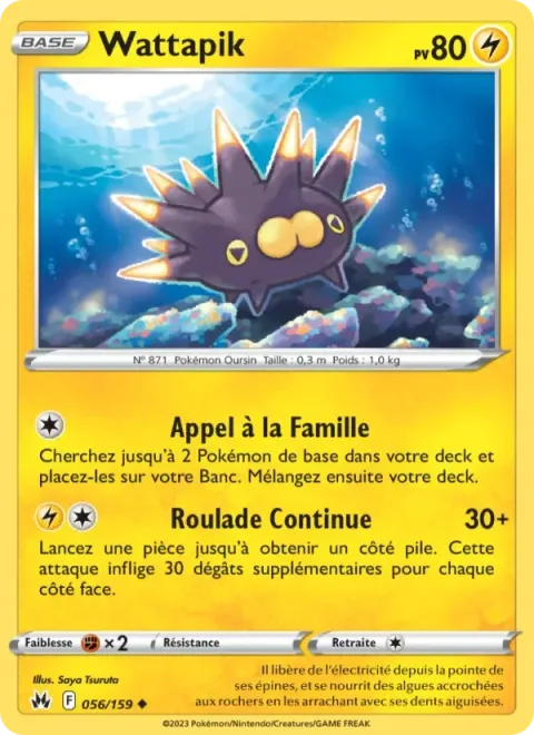 Carte Pokémon Wattapik 056/159, extension Zénith Suprême
