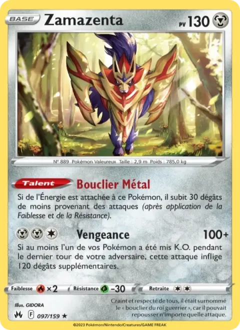 Carte Pokémon Zamazenta 097/159, extension Zénith Suprême