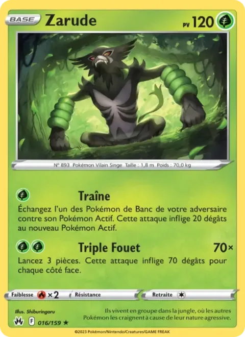 Carte Pokémon Zarude 016/159, extension Zénith Suprême