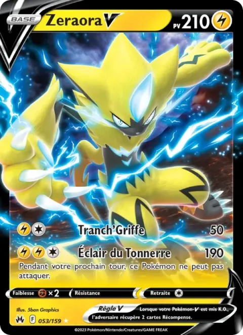 Carte Pokémon Zeraora V 053/159, extension Zénith Suprême