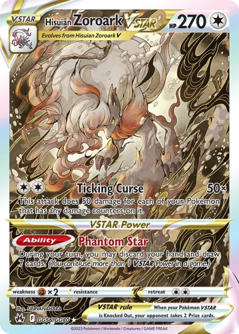 Carte Pokémon Zoroark de Hisui VSTAR GG56/GG70, extension Zénith Suprême